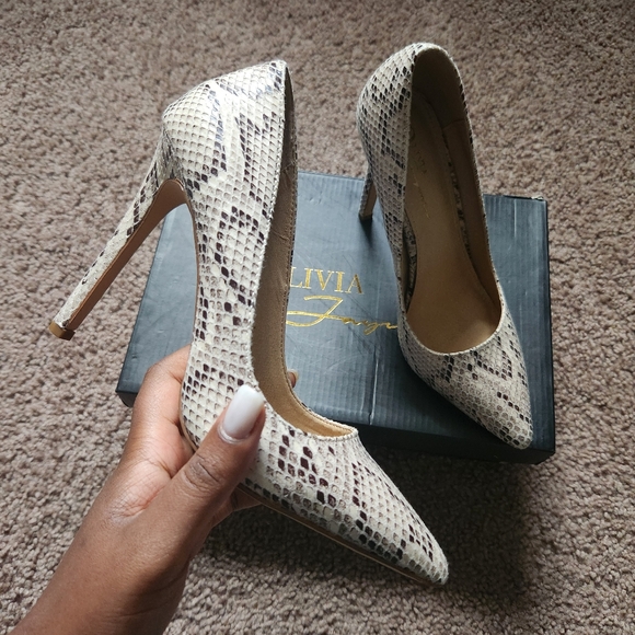 Olivia Ferguson Shoes - Pointy Toe Snakeskin Heels